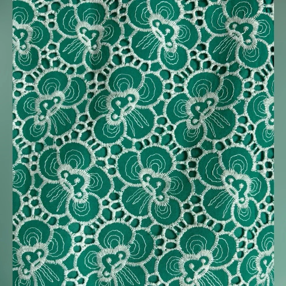 J. Crew Kelly Green Floral Embroidered Overlay Skirt
